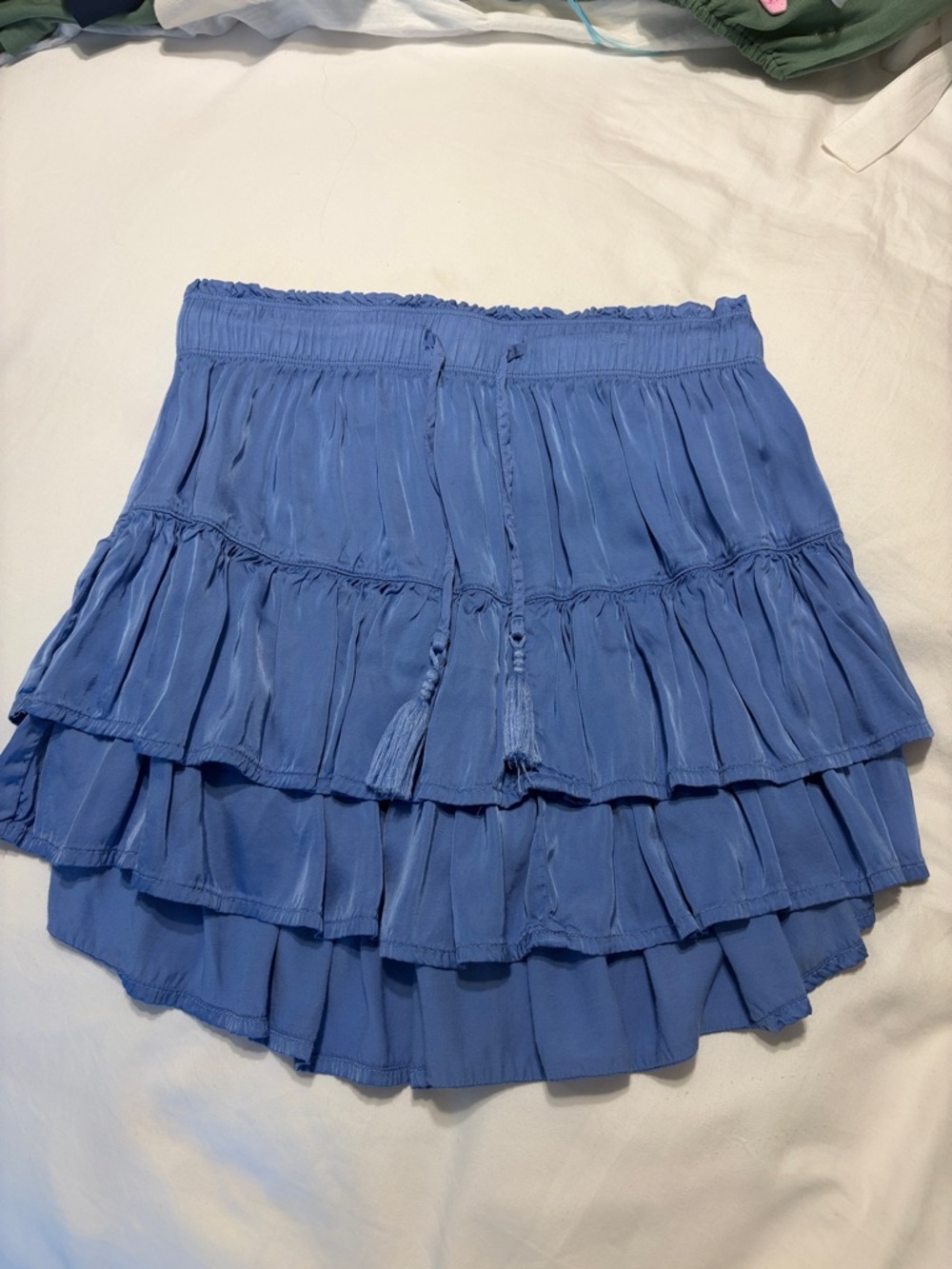 aerie Blue Tiered Tassel Mini Skirt